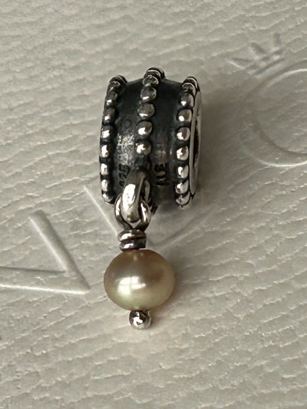 Pandora Beveled Pearl Drop or Dangle Charm
